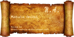 Matula Anikó névjegykártya